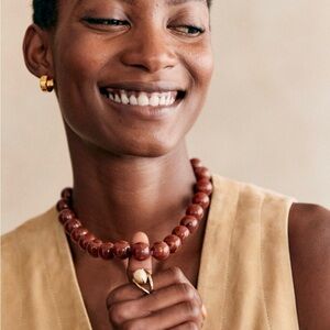 Sézane Danae Brown Beaded Necklace